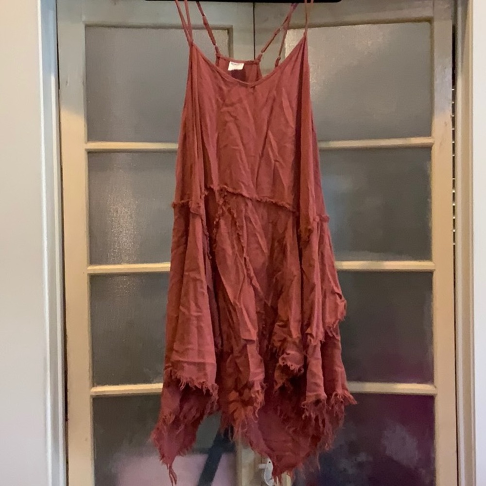 Free People Intimately copper colored asymmetrical dress, size Medium